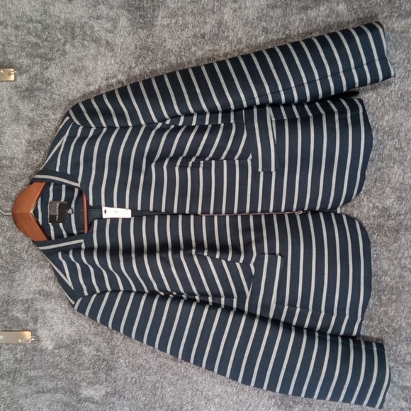 The Limited Womens Blazer Striped Short Zip Front Office Career Size XL - Picture 2 of 15